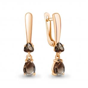 Серьги из золочёного серебра AQUAMARINE с кварцем А45016601-п фото