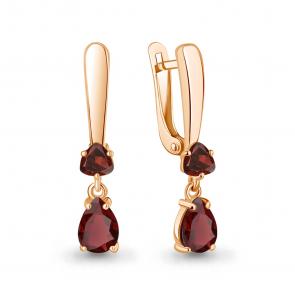 Серьги из золочёного серебра AQUAMARINE с гранатом А45016603-п фото