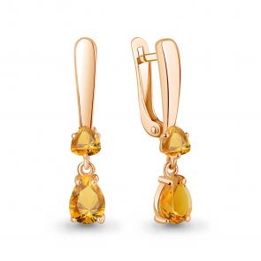 Серьги из золочёного серебра AQUAMARINE с цитрином А45016606-п фото