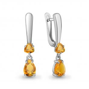 Серебряные серьги AQUAMARINE с цитрином А45016606 фото