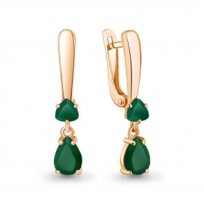 Серьги из золочёного серебра AQUAMARINE с агатом А45016609-п фото