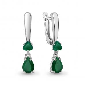 Серебряные серьги AQUAMARINE с агатом А45016609 фото