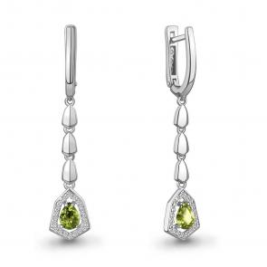 Серебряные серьги AQUAMARINE с фианитом и хризолитом А45016807А фото