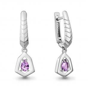 Серебряные серьги AQUAMARINE с аметистом А45016904 фото