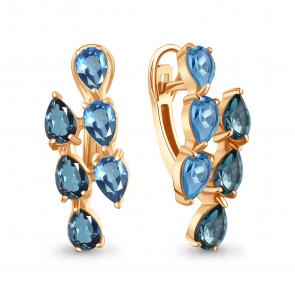 Серьги из золочёного серебра AQUAMARINE с топазом и Лондон топазом А45018462-п фото