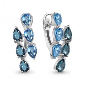 Серебряные серьги AQUAMARINE с топазом и Лондон топазом А45018462 фото