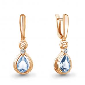Серьги из золочёного серебра AQUAMARINE с топазом и фианитом А45019405А-пк фото
