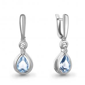 Серебряные серьги AQUAMARINE с топазом и фианитом А45019405А фото