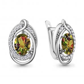 Серьги из золочёного серебра AQUAMARINE с фианитом и султанитом А45019519А-пк фото