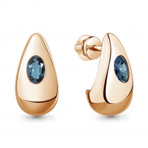 Серьги из золочёного серебра AQUAMARINE с Лондон топазом А45019608-п фото