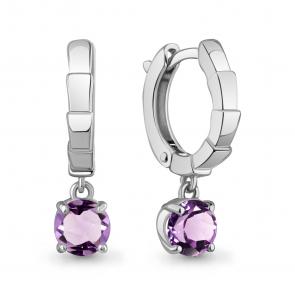 Серебряные серьги AQUAMARINE с аметистом А45020104 фото