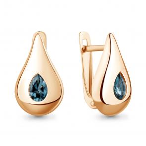 Серьги из золочёного серебра AQUAMARINE с Лондон топазом А45020308-п фото