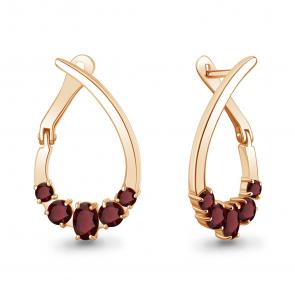 Серьги из золочёного серебра AQUAMARINE с гранатом А45021203-п фото