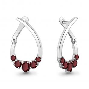Серебряные серьги AQUAMARINE с гранатом А45021203 фото