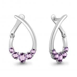 Серебряные серьги AQUAMARINE с аметистом А45021204 фото