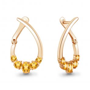 Серьги из золочёного серебра AQUAMARINE с цитрином А45021206-п фото