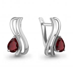 Серебряные серьги AQUAMARINE с гранатом А45021503 фото