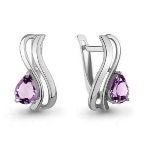 Серебряные серьги AQUAMARINE с аметистом А45021504 фото