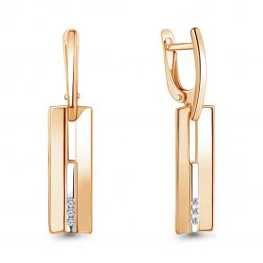 Серьги из золочёного серебра AQUAMARINE с фианитом А45024А-пк фото