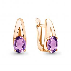 Серьги из золочёного серебра AQUAMARINE с аметистом А45026504-п фото