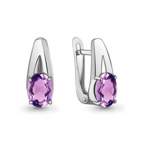 Серебряные серьги AQUAMARINE с аметистом А45026504 фото