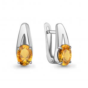 Серебряные серьги AQUAMARINE с цитрином А45026506 фото