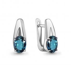 Серебряные серьги AQUAMARINE с Лондон топазом А45026508 фото