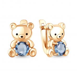 Серьги из золочёного серебра AQUAMARINE с топазом и эмалью А45026605-п фото