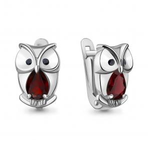 Серебряные серьги AQUAMARINE с гранатом и ювелирным кристаллом А45026903Ч фото