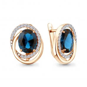 Серьги из золочёного серебра AQUAMARINE с фианитом и Лондон топазом А45027493А-пк фото