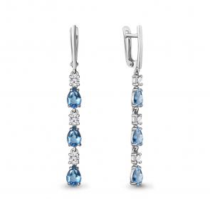 Серебряные серьги AQUAMARINE с топазом и фианитом А45027805А фото