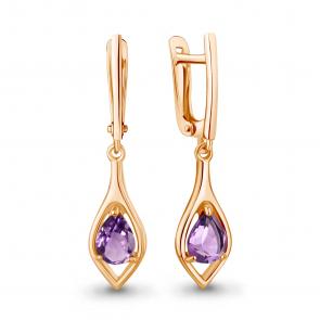 Серьги из золочёного серебра AQUAMARINE с аметистом А45028504-п фото