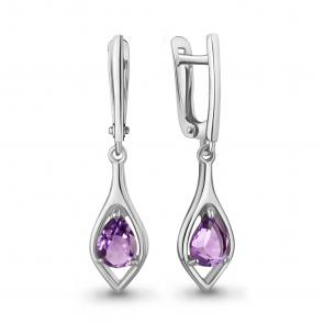 Серебряные серьги AQUAMARINE с аметистом А45028504 фото