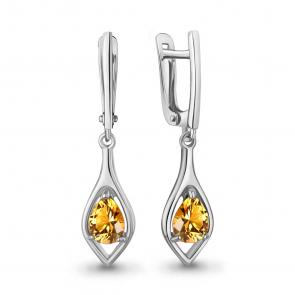 Серебряные серьги AQUAMARINE с цитрином А45028506 фото
