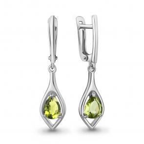 Серебряные серьги AQUAMARINE с хризолитом А45028507 фото