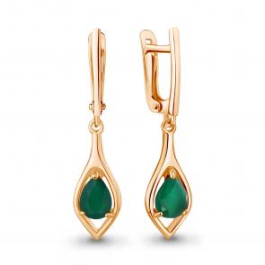 Серьги из золочёного серебра AQUAMARINE с агатом А45028509-п фото