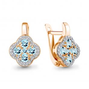 Серьги из золочёного серебра AQUAMARINE с топазом и фианитом А45029302А-п фото