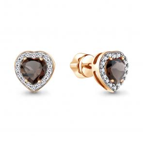 Серьги из золочёного серебра AQUAMARINE с фианитом и кварцем А45029501А-п фото