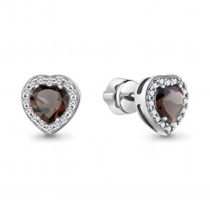 Серебряные серьги AQUAMARINE с фианитом и кварцем А45029501А фото