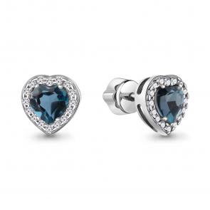 Серебряные серьги AQUAMARINE с фианитом и Лондон топазом А45029508А фото