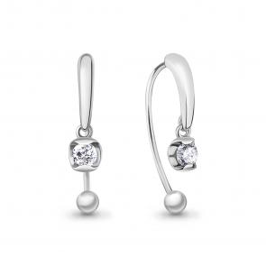 Серебряные серьги AQUAMARINE с фианитом А450308 фото