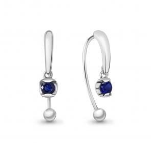 Серебряные серьги AQUAMARINE с гидротермальным сапфиром А450308Н фото
