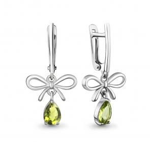 Серебряные серьги AQUAMARINE с хризолитом А45033607 фото