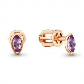 Серьги из золочёного серебра AQUAMARINE с аметистом А4508904-п фото