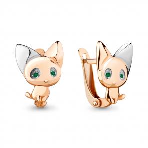 Серьги из золочёного серебра AQUAMARINE с фианитом А45340Г-пк-1 фото