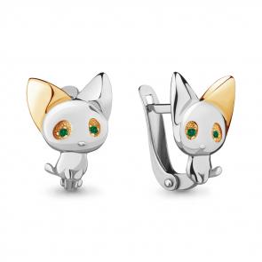 Серьги из лимонного серебра AQUAMARINE с гидротермальным изумрудом А45340Г-пк фото