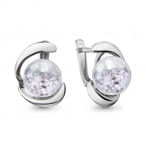 Серебряные серьги AQUAMARINE с ювелирным кристаллом А45357 фото