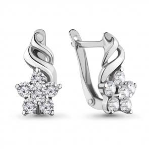 Серебряные серьги AQUAMARINE с фианитом А45366А фото