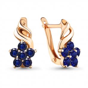 Серьги из золочёного серебра AQUAMARINE с гидротермальным сапфиром А45366Б-п фото