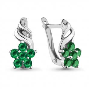 Серебряные серьги AQUAMARINE с гидротермальным изумрудом А45366Г фото